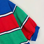Load image into Gallery viewer, Vintage Blue, Red, Green Striped Short Sleeve Tee Shirt
