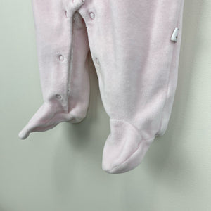 Jacadi Paris Pink Velour Ruffle Footie 3 Months