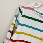 Load image into Gallery viewer, Mini Boden Fun Breton Tee Ivory/Multi Rainbow Cuff 7-8
