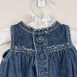 Load image into Gallery viewer, Y2K Vintage Gap Embroidered Flower Heart Denim Jumper Dress 3-6 Months
