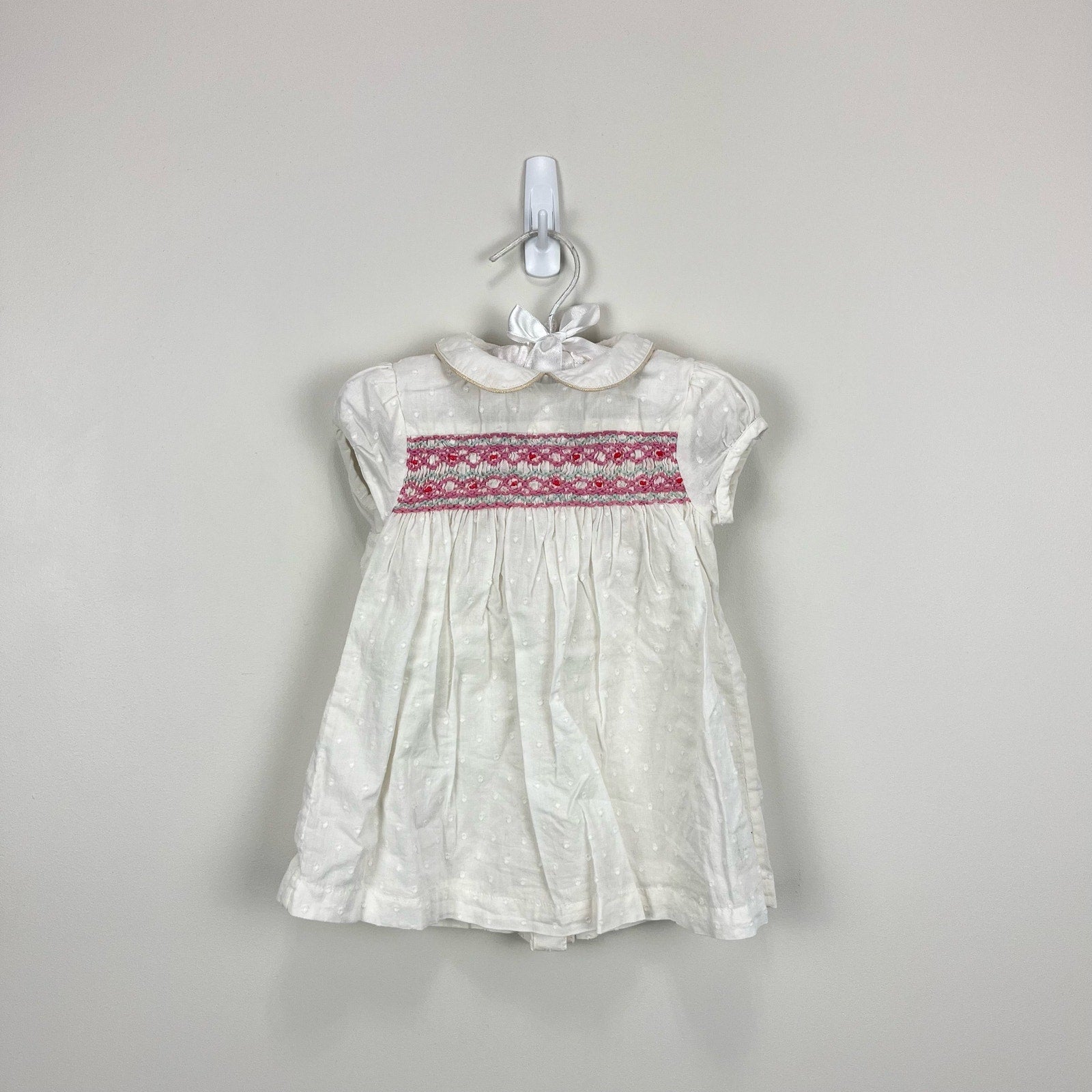 Mini Boden Smocked White Eyelet Dress 3-6 Months