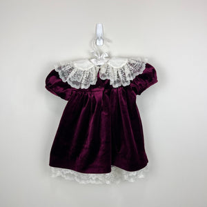 Vintage Rare Editions Velour Lace Ruffle Holiday Party Dress 24 Months