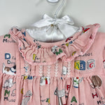 Load image into Gallery viewer, Mini Boden Nostalgic Alphabet Pleated Ruffle Dress Pink 12-18 months
