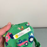 Load image into Gallery viewer, Mini Boden Jersey Dungaree Iguana Green Farm Friends 12-18 Months
