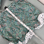 Load image into Gallery viewer, Vintage Janes Green Paisley Floral Lace Dress &amp; Bloomers Set Baby Girl

