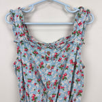 Load image into Gallery viewer, Mini Boden Linen-Cotton Ruffle Romper Surf Strawberry Ditsy 9-10
