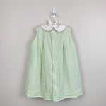Load image into Gallery viewer, The Proper Peony Green Seersucker Hand Embroidered Sweet Scoop Dress 5T
