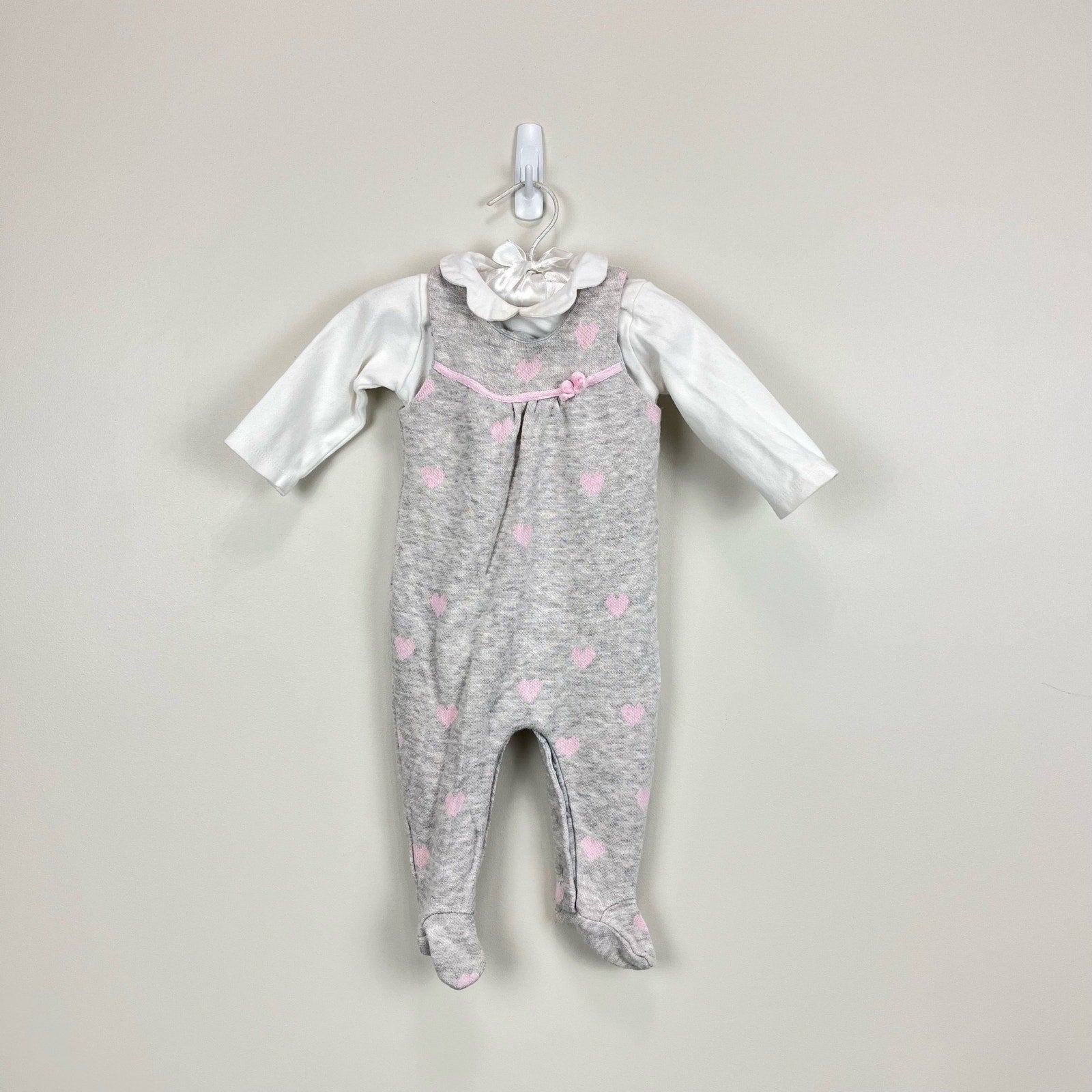 Mayoral Baby Gray Heart Footie 4-6 Months