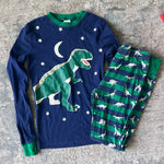 Load image into Gallery viewer, Mini Boden Snug Long John Pajamas Navy Dinosaur 14
