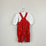 Load image into Gallery viewer, Vintage OshKosh B'gosh Red Snowman Overalls Set 3-6 Months
