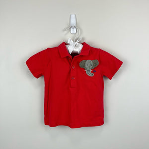 Mini Boden Pique Polo Elephant Shirt 9-12 Months