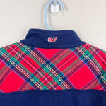 Load image into Gallery viewer, Vineyard Vines Girls Navy Blue Festive Plaid Shep Shirt S 7-8

