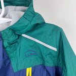 Load image into Gallery viewer, L.L. Bean Kids Lined Trail Model Wind and Rain Jacket Color Block Night/Emerald Spruce S 4T
