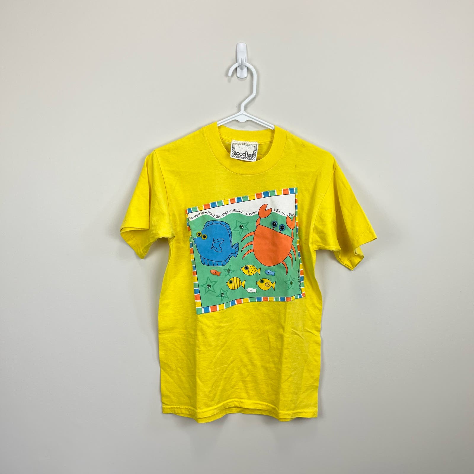 Vintage 90s Zoodles Yellow Tee Shirt Cover Up