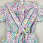 Load image into Gallery viewer, Vintage Broadway Kids Pastel Floral Ruffle Shirt &amp; Suspenders Set 18 Months
