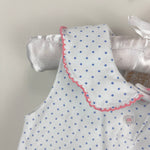 Load image into Gallery viewer, TBBC Paige's Playful Polo Barbados Blue Micro Dot w/ Pink 18-24 Months
