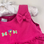 Load image into Gallery viewer, Vintage Tiny Toes Pink Ruffle Bow Romper 12 Months

