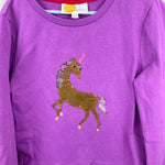 Load image into Gallery viewer, Mini Boden Sequin Flip Royal Unicorn Sweatshirt Dress 7-8
