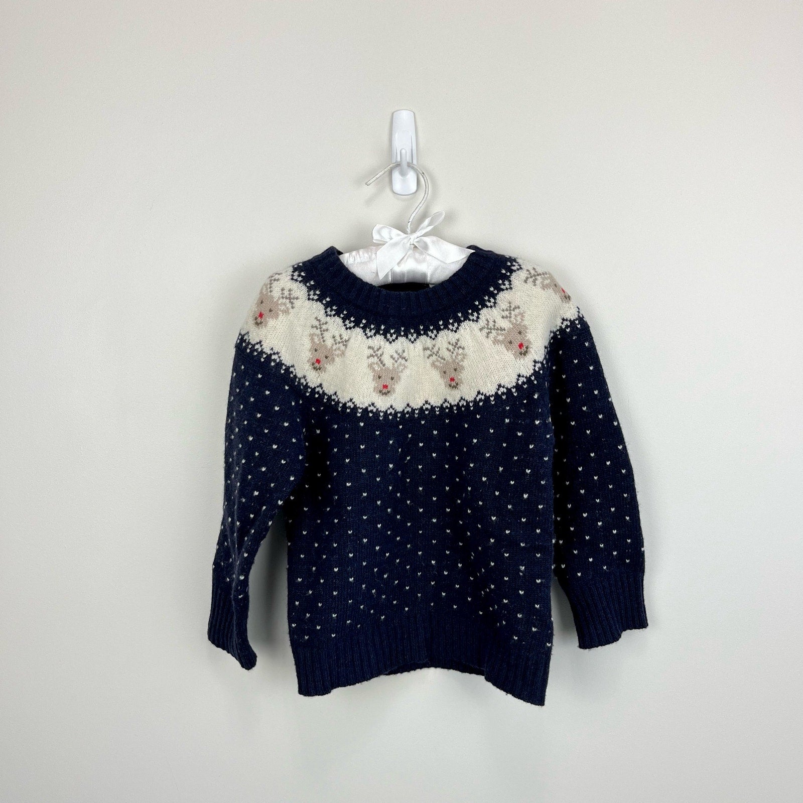 JoJo Maman Bebe Navy Fair Isle Reindeer Sweater 2-3