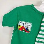 Load image into Gallery viewer, Vintage Pete&#39;s Partner A Goodlad Company Green Striped Play Slide Shortall Romper
