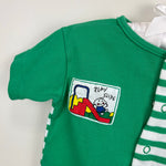 Load image into Gallery viewer, Vintage Pete's Partner A Goodlad Company Green Striped Play Slide Shortall Romper
