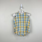 Load image into Gallery viewer, Le'ZaMe Smocked Plaid Sailboat Sunsuit Romper 6 Months
