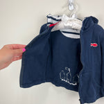 Load image into Gallery viewer, Week-end à la mer Navy Blue Hooded Zip-Up Top 24 Months
