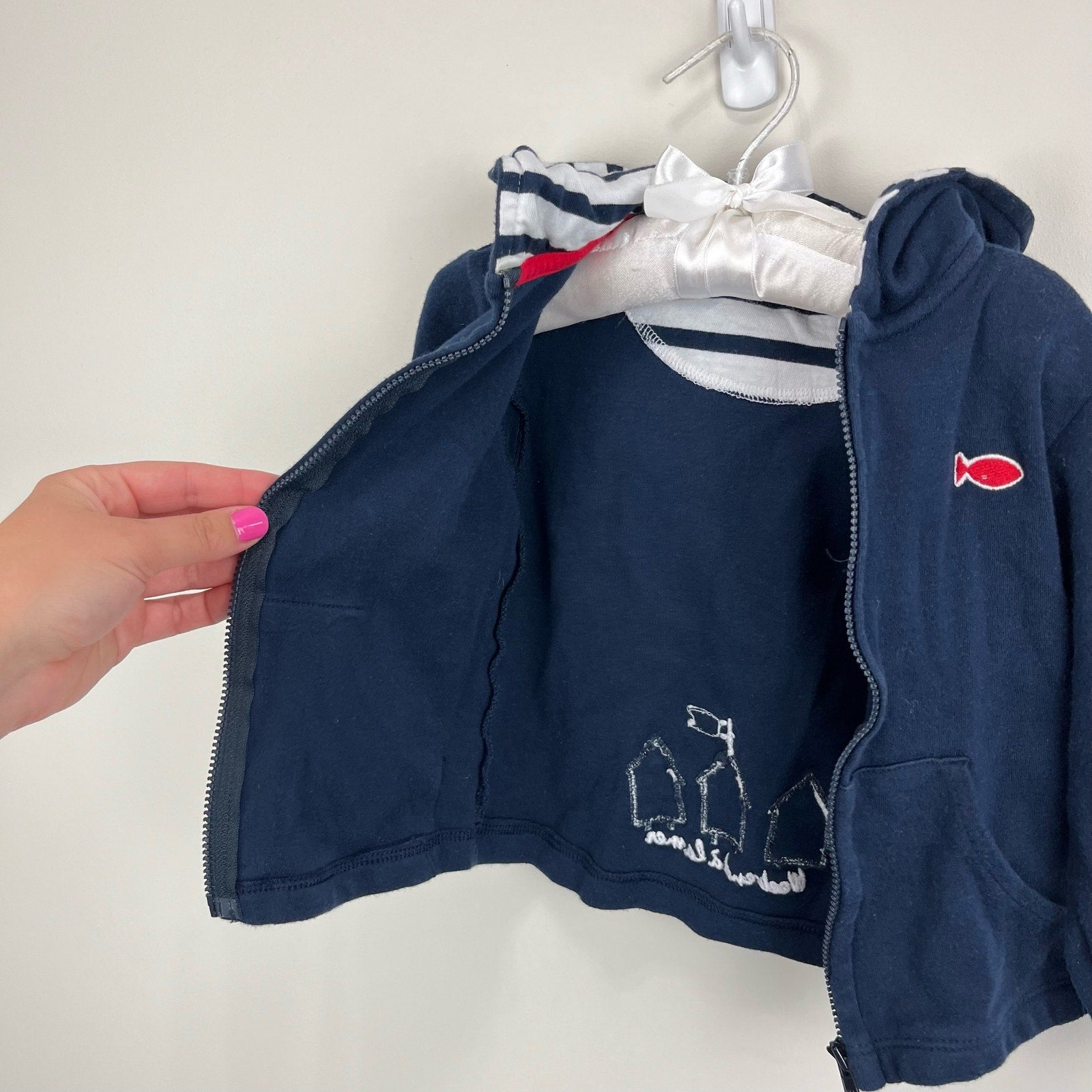 Week-end à la mer Navy Blue Hooded Zip-Up Top 24 Months