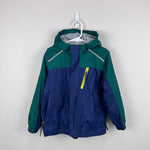 Load image into Gallery viewer, L.L. Bean Kids Lined Trail Model Wind and Rain Jacket Color Block Night/Emerald Spruce S 4T
