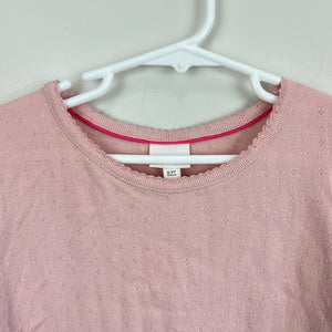 Mini Boden Short Sleeved Pointelle Top Pink 8-9