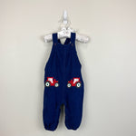 Load image into Gallery viewer, Mini Boden Cord Dungarees Starboard Blue Tractors 6-12 Months
