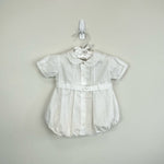 Load image into Gallery viewer, Feltman Bros Hand Embroidered Scallop Collar Button Belt Creeper Newborn NWOT
