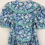 Load image into Gallery viewer, Vintage Wee Clancy Katie Pansy Blue Floral Ruffle Dress 8 USA
