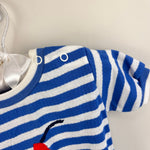 Load image into Gallery viewer, Vintage Healthtex Blue Striped Bird Sunsuit Romper 24 Months USA
