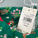 Load image into Gallery viewer, Mini Boden Shady Green Festive Woodland Ruffle Jersey Dress 3-6 Months NWT
