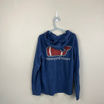 Load image into Gallery viewer, Vineyard Vines Boys' Long-Sleeve Football Whale Hooded T-Shirt Blue 6
