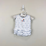 Load image into Gallery viewer, Magnolia Baby Ruffle Bubble Romper &amp; Sun Hat Paris Print 6 Months

