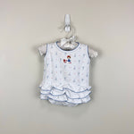 Load image into Gallery viewer, Magnolia Baby Ruffle Bubble Romper &amp; Sun Hat Paris Print 6 Months
