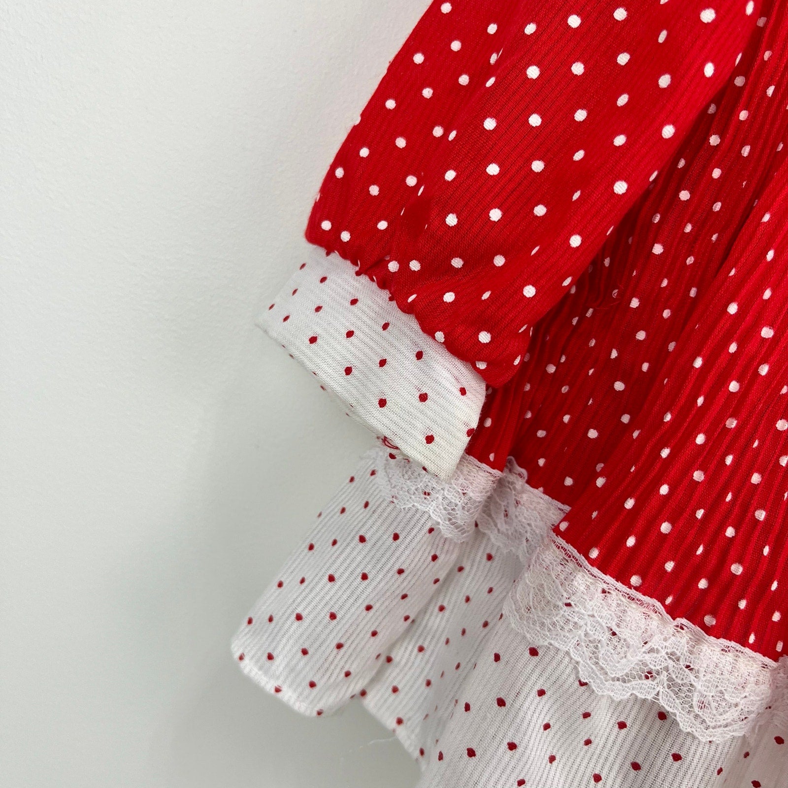 Vintage Red Ruffle Polka Dot Dress Medium USA