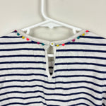 Load image into Gallery viewer, Mini Boden Charlie Navy Stripe Pom Pom T-Shirt 11-12
