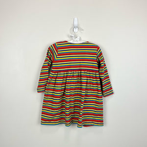 Hanna Andersson Long Sleeve Rainbow Striped Play Dress 80 cm 18-24 Months