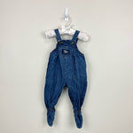 Load image into Gallery viewer, Vintage OshKosh B&#39;gosh Blue Jean Footie Overalls 3-6 Months
