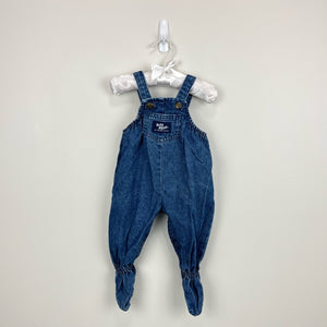 Vintage OshKosh B'gosh Blue Jean Footie Overalls 3-6 Months