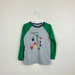 Load image into Gallery viewer, Mini Boden Glowing Space Raglan T-shirt Grey Marl/Green Aliens 5-6
