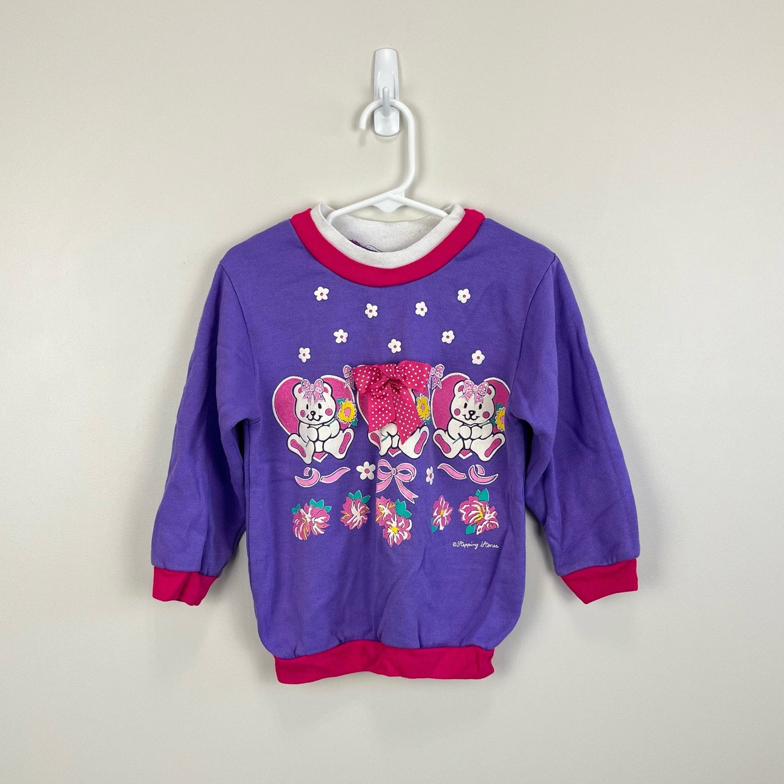 Vintage Stepping Stones Purple Teddy Bear Sweatshirt