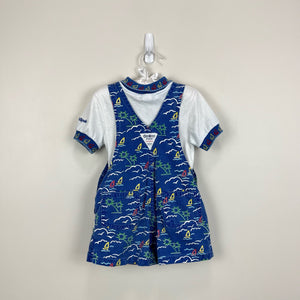 Vintage OshKosh B'gosh Blue Sailboat Overalls Set 4T USA