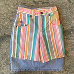 Load image into Gallery viewer, Vintage Girls Denim Patchwork Striped Pencil Skirt
