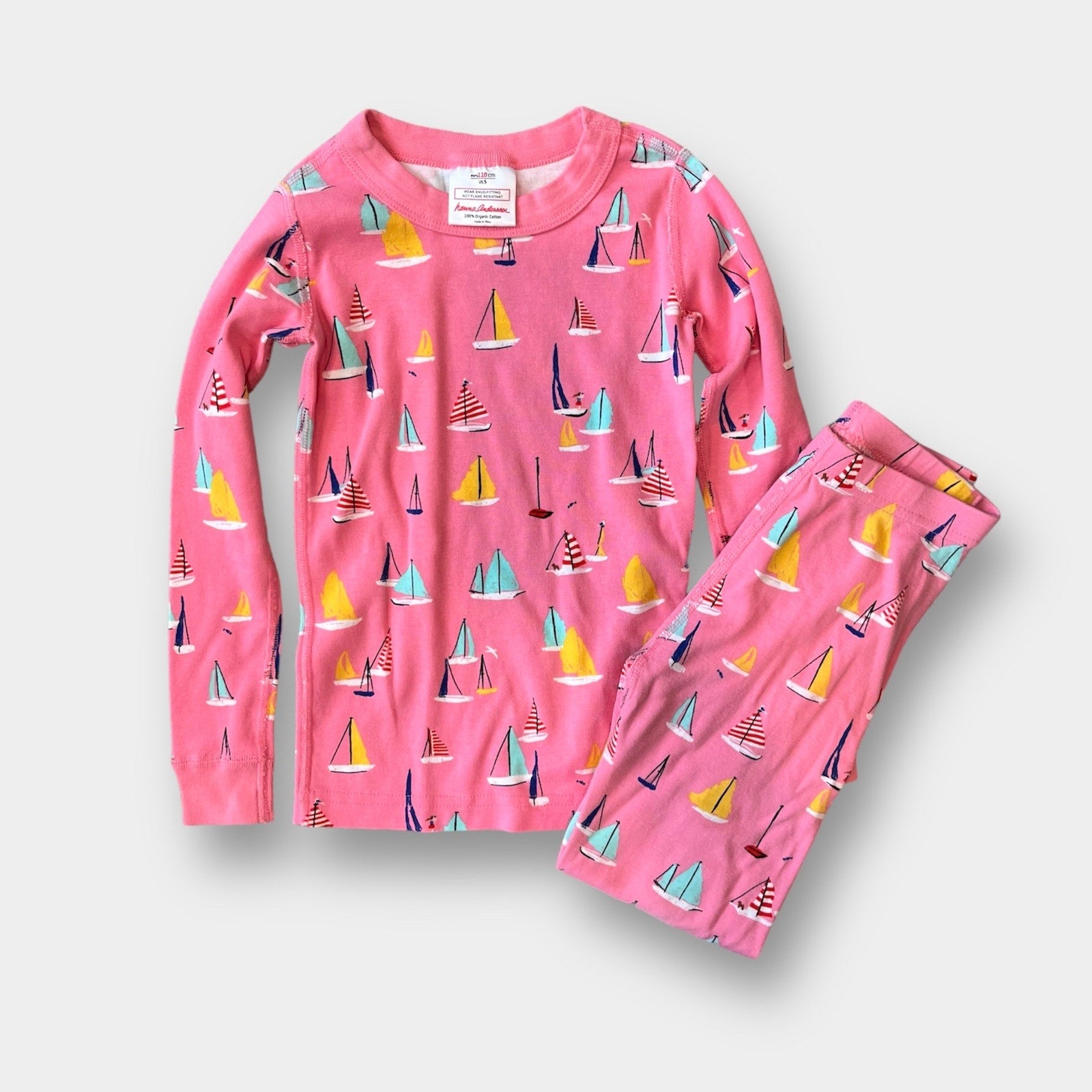 Hanna Andersson Pink Sailboat Pajamas 110 cm 5T