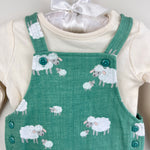 Load image into Gallery viewer, John Lewis Baby Sheep Dungaree &amp; Bodysuit Set Multi 3-6 Months NWOT
