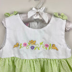 Load image into Gallery viewer, Vintage Samara Green Gingham Embroidered Bird Flower Dress w/ Bows 3T
